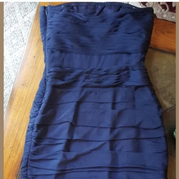 Monique Lhuillier Navy Chiffon Dress - NWT - Picture 3 of 6
